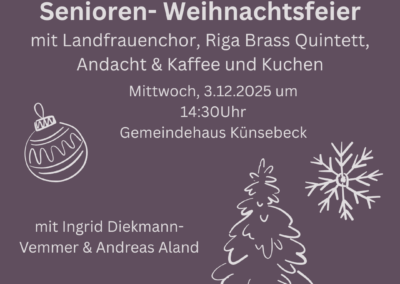 Adventsfeier für Seniorinnen und Senioren in Künsebeck