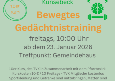 Gedächtnistraining für Seniorinnen und Senioren in Künsebeck
